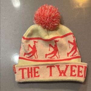 Cool Ski Cream and Pink Knit Beanie